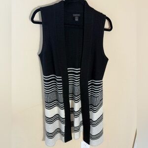 Only Mine Cashmere Long Gilet Cardigan Vest black white - Size medium
